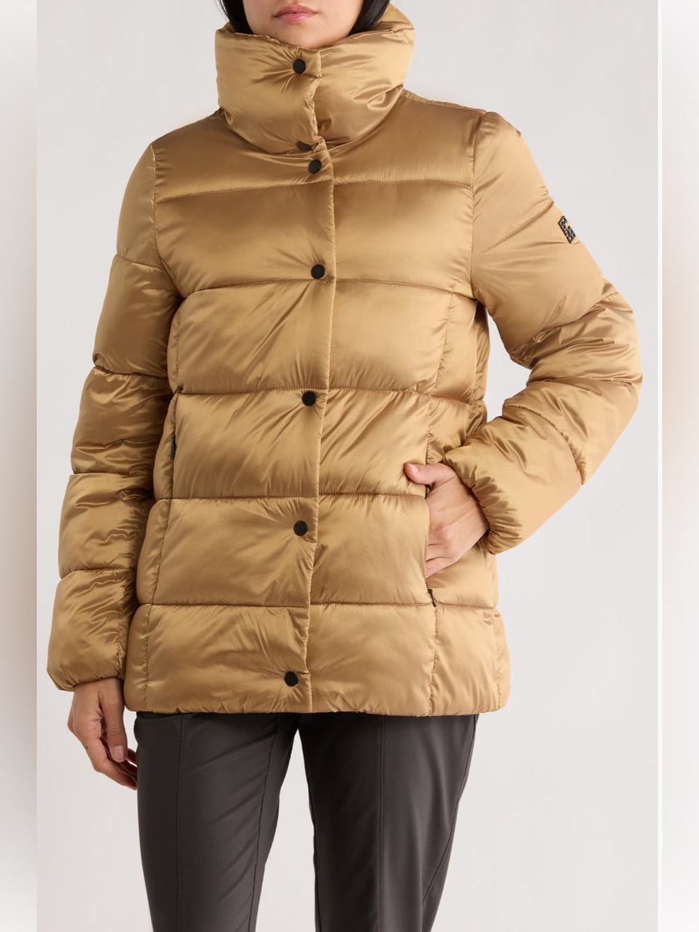 BCBGeneration Water Resistant Snap Front Puffer Jacket